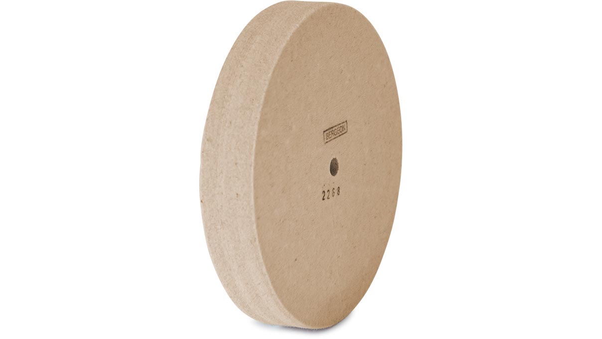 Bergeon 2268 Filzscheibe, Wollfilz, weiß, Ø 150 x 25 mm, Bohrung Ø 10 mm