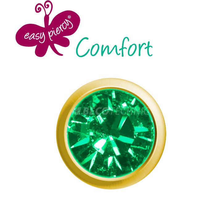 1 Paar Easy Piercy Comfort Ohrstecker Ø 3,95 mm, vergoldet, Smaragd Imitation