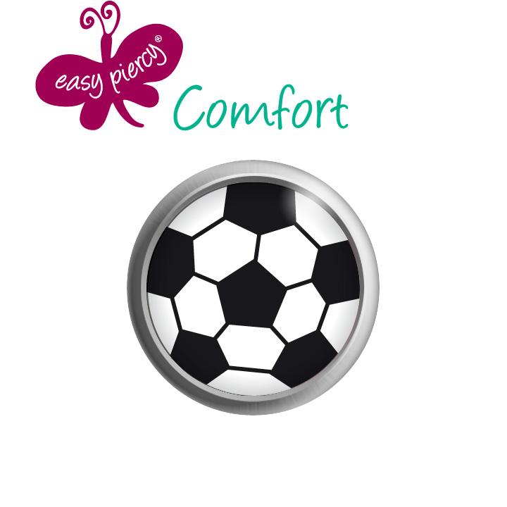 1 Paar Easy Piercy Comfort Ohrstecker Ø 5,5 mm, weiß, Fußball
