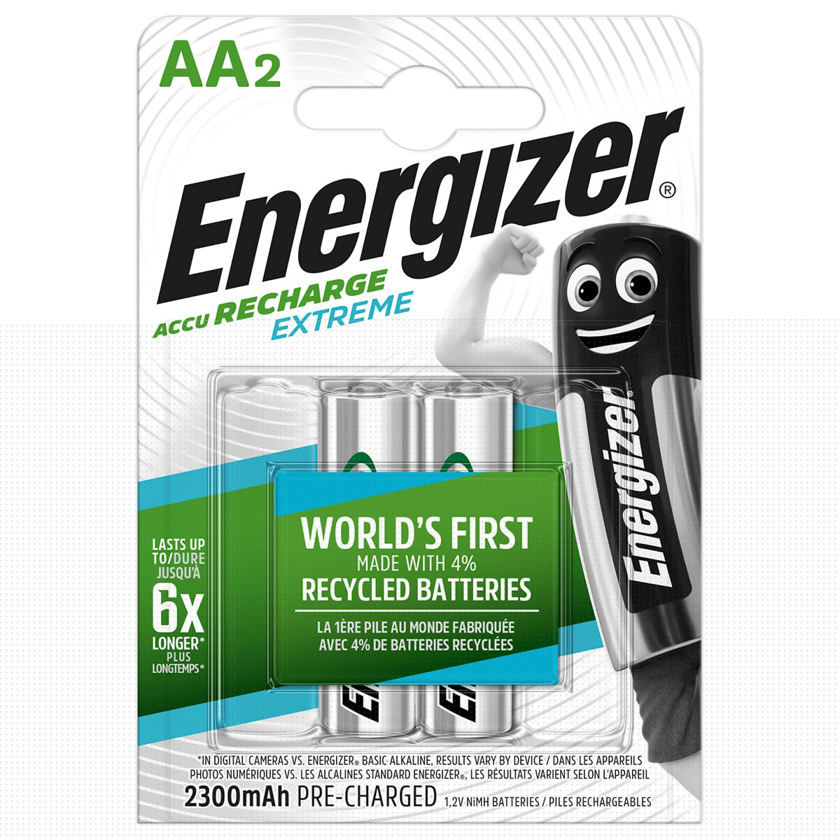 Energizer 2er Blister Mignon Akku Recharge Extreme 1,2 Volt 2300 mAh AA/LR6