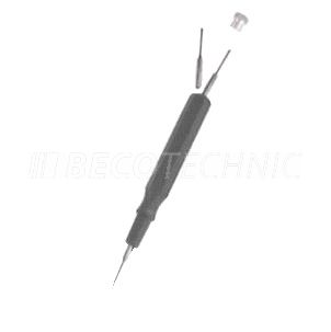 Ölgeber schwarz, gewölbt, mit Ersatzspitze im Griff, sehr fein 0,2 mm