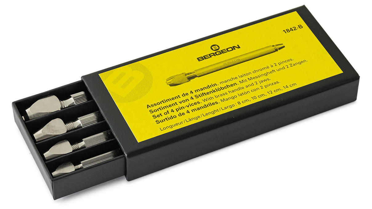 Bergeon 1842-B Sortiment aus 4 Stiftenklöbchen, Vierkantköpfe