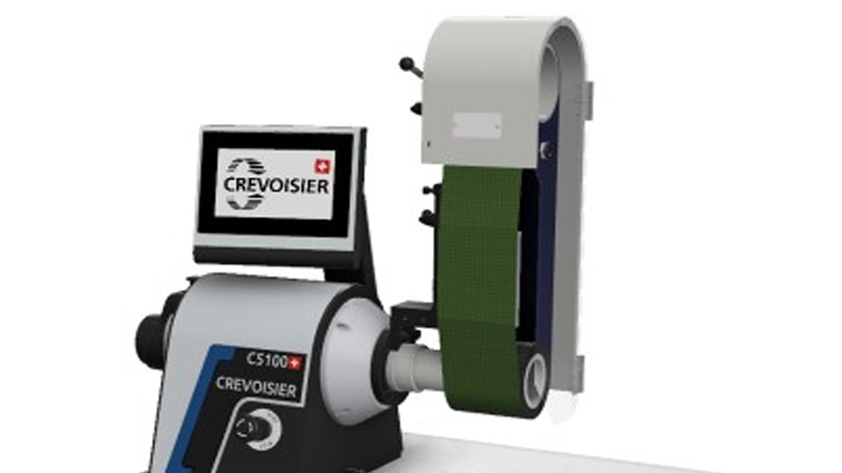 Crevoisier Bandschleif-/Satiniereinheit vertikal (M12), inkl. Schleifhalterung 1000 x 100, Bandauflage aus gehärtetem Stahl,
Antriebsrolle aus geriffeltem Gummi in Ø 100 mm