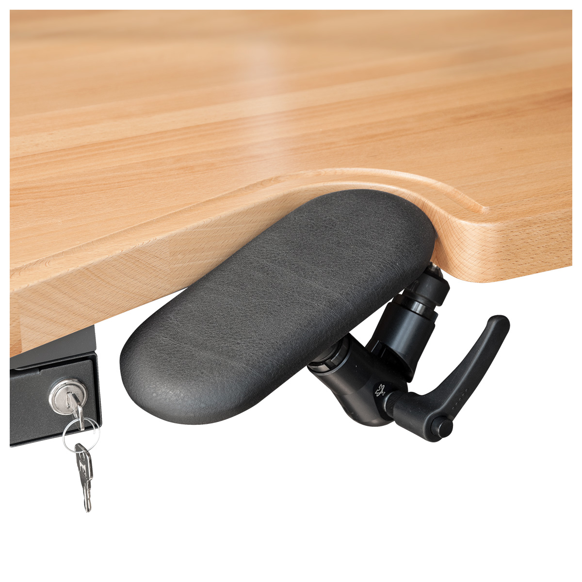 Ergolift Signature Plus, Buche massiv, Arbeitsplatte 145 x 65 x 3,8 cm, mit elektrischer Höhenverstellung