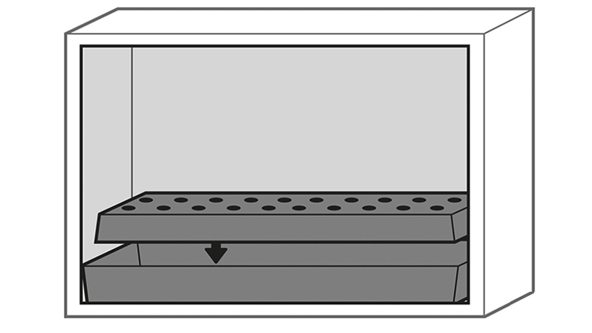 Sicherheitsunterbauschrank Typ 90, Breite 110,2 cm, 2 Flügeltüren, 1 Lochblech, 1 Bodenauffangwanne