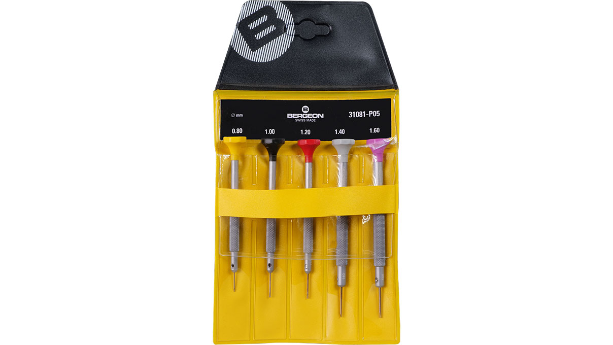 Bergeon 31081-P05 Sortiment mit 5 Schraubendrehern, antimagnetisch