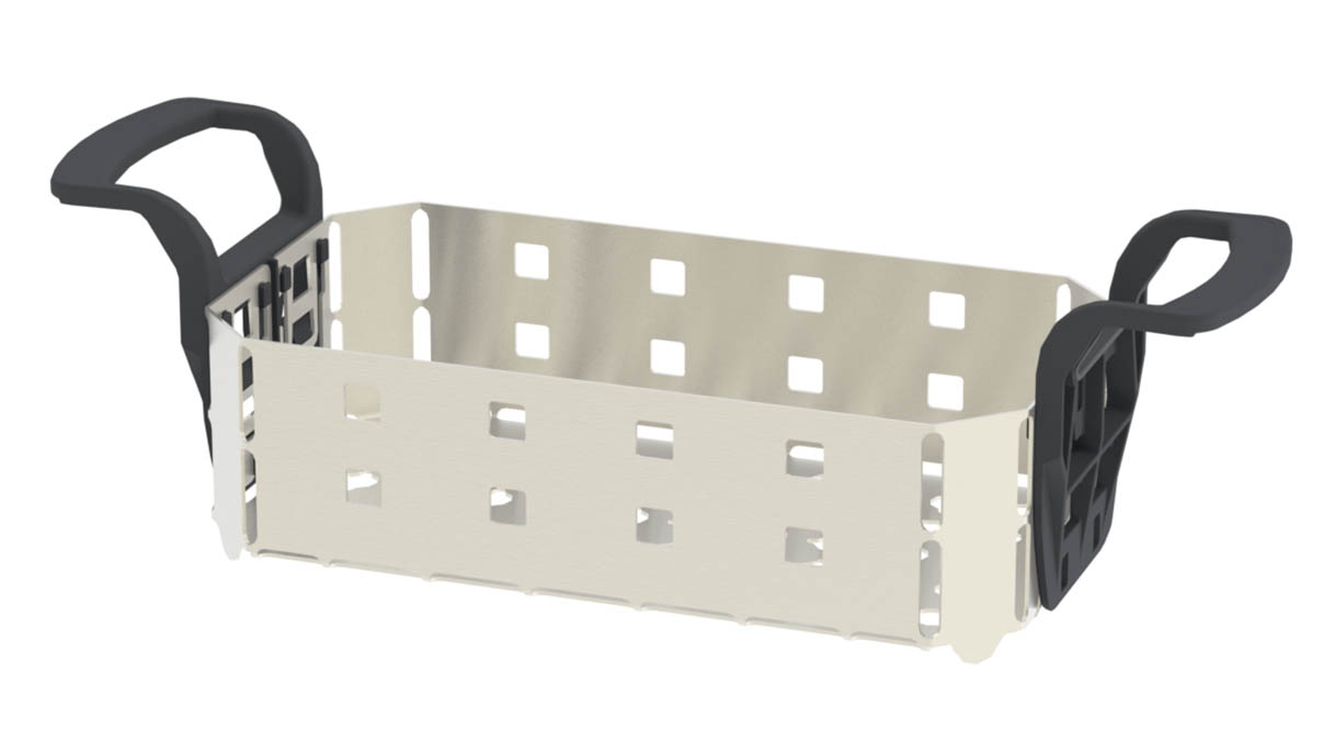 Reinigungskorb für Elmasonic, Edelstahl mit Kunststoffgriffen, Größe 30