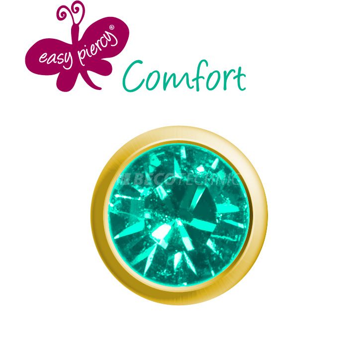 1 Paar Easy Piercy Comfort Ohrstecker Ø 3,95 mm, vergoldet, Türkis Imitation