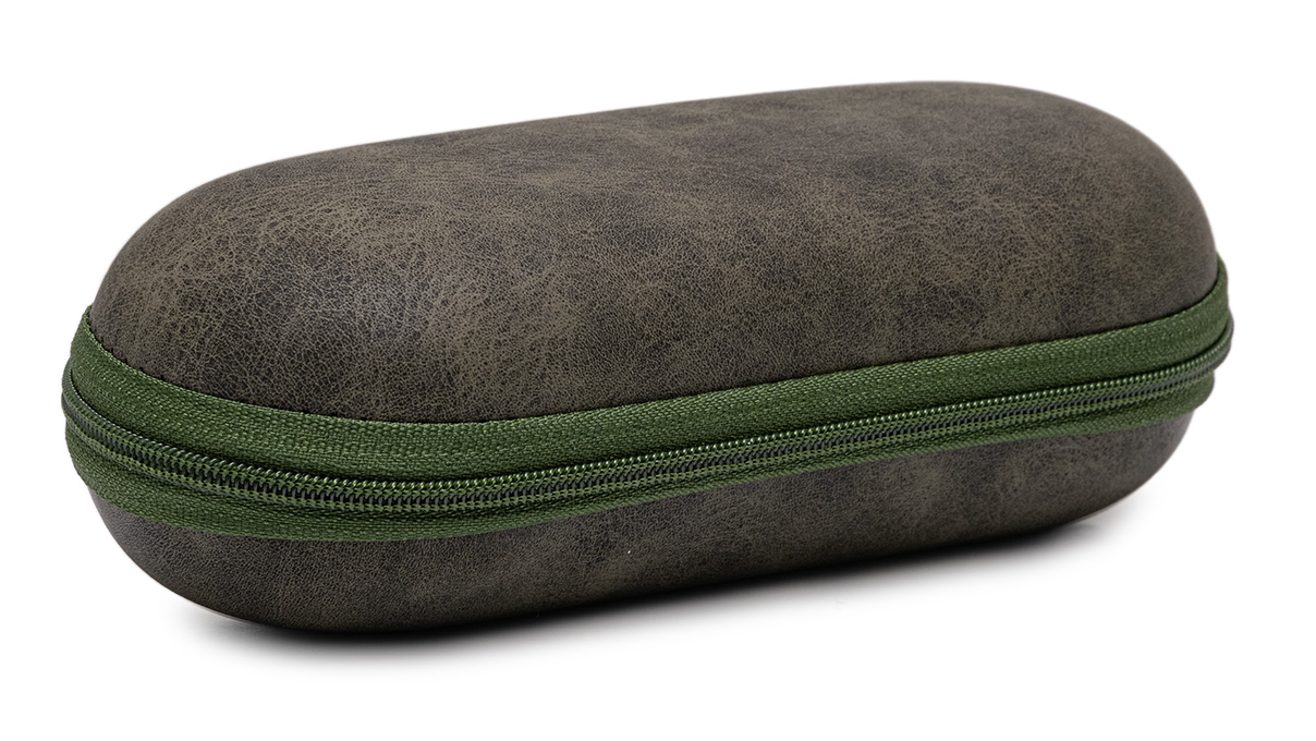 Watch Box Uhrenetui, Hardcase, Ledernachbildung im Vintage-Design, grau/khaki-grün, bedruckbar mit Ihrem Logo