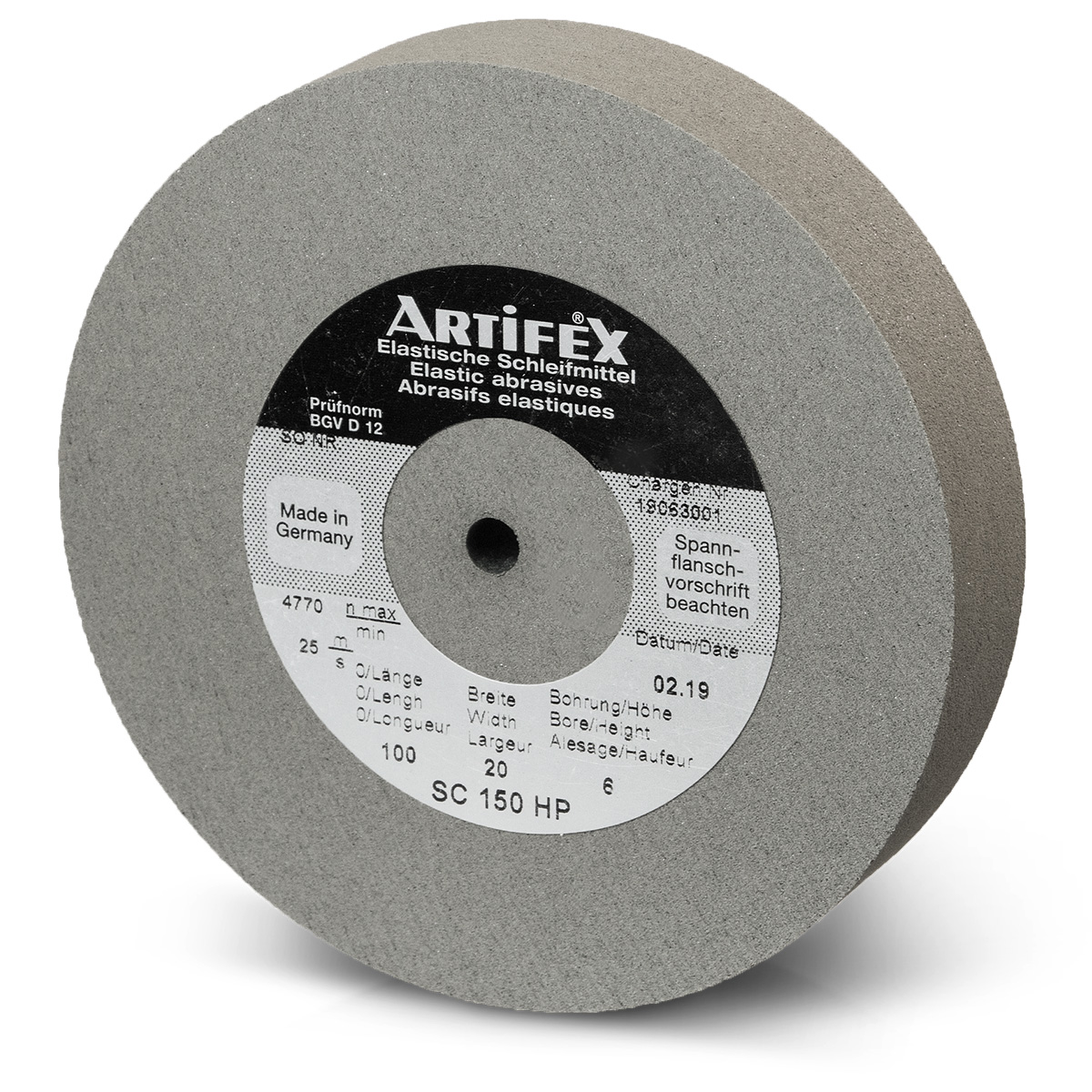 Artifex Schleifscheibe SC 150 WA, Körnung mittel, Härte mittel bis hart, Ø 200 x 20 mm, Bohrung Ø 32 mm
