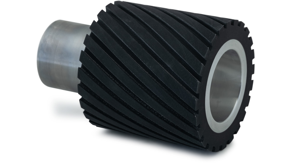 Gummi-Riemenscheibe Ø100 (M8) geriffelt, 80 SHORE, Schwarz