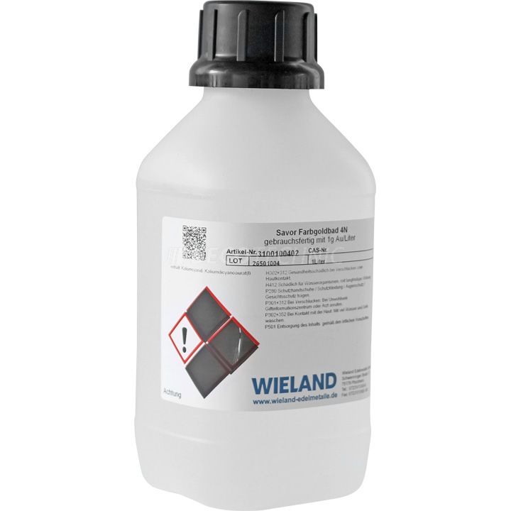 Farbgoldbad Savor mit 1 g Au/l, cyanidisch 4 N (rötlich) (gebrauchsfertig 1 Liter)
