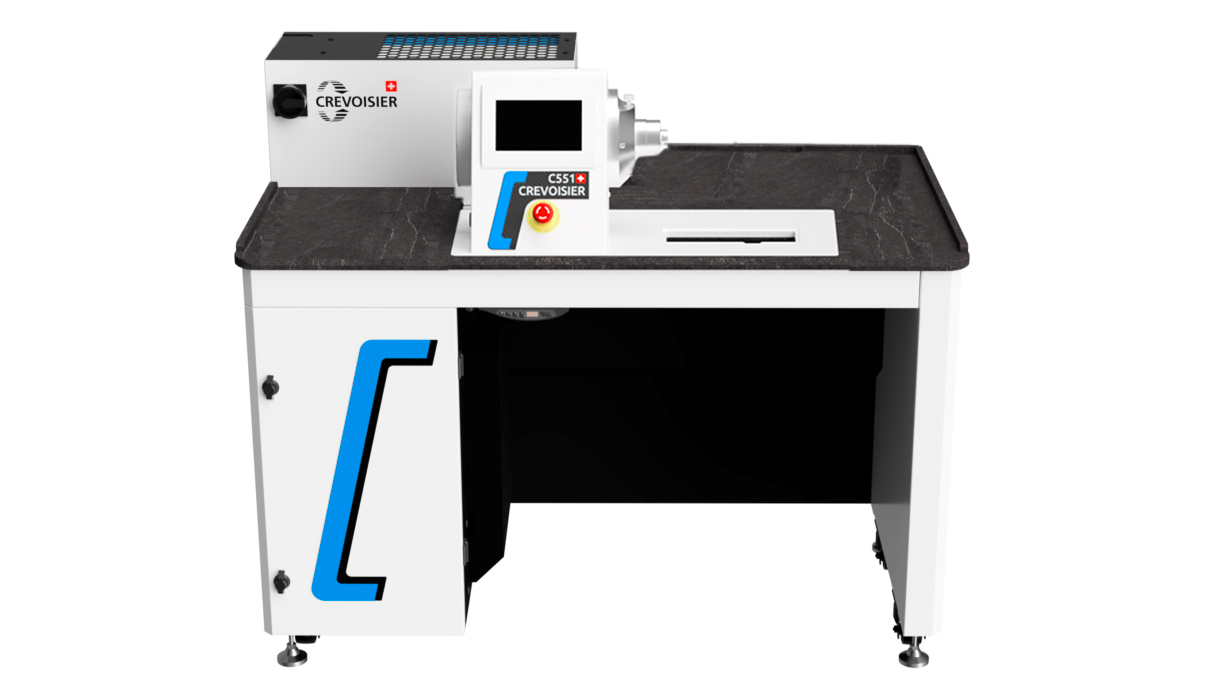 Crevoisier C551 (M12) mit Werktisch SLINE2 Short, inkl. Absaugung, Tischplatte schieferfarben, mit
Tischumrandung, Netzteil unten (400 V)