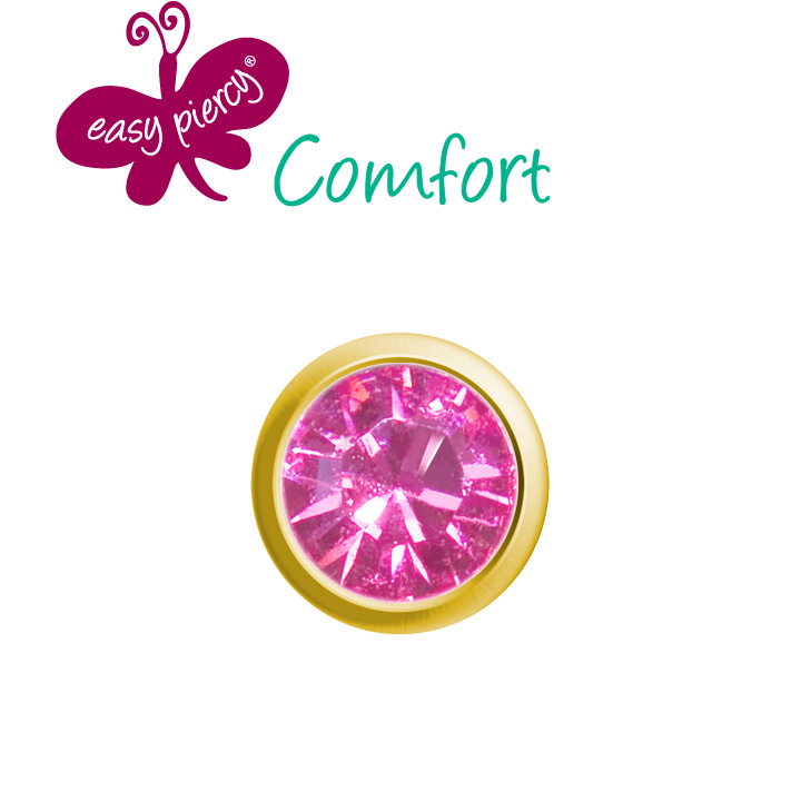 1 Paar Easy Piercy Comfort Ohrstecker Ø 2,95 mm, vergoldet, Rosé Imitation