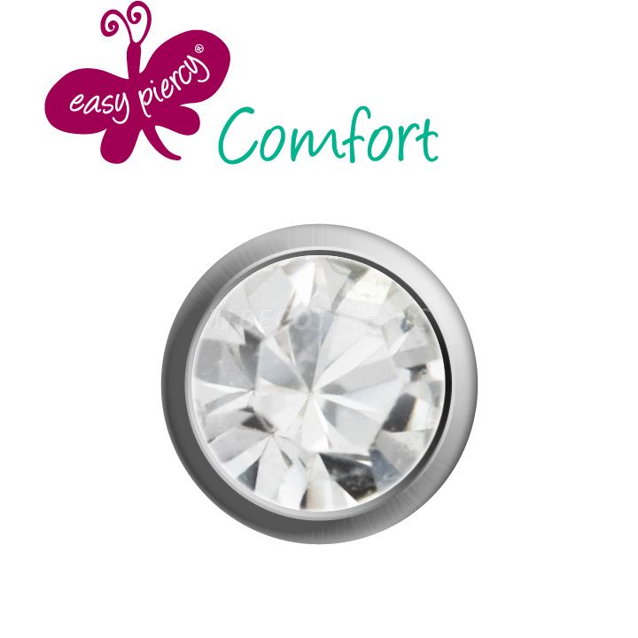 1 Paar Easy Piercy Comfort Ohrstecker Ø 3,95 mm, weiß, Brillant Imitation