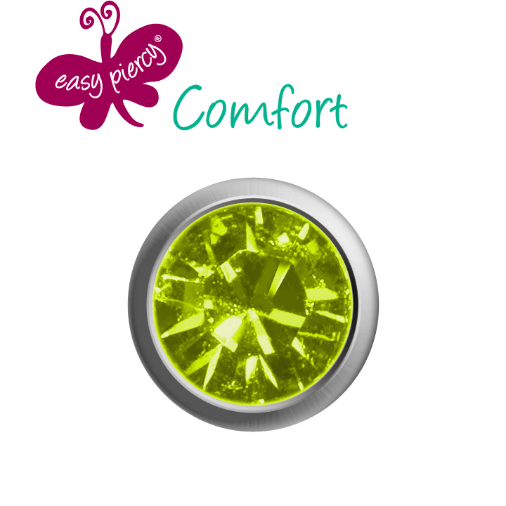 1 Paar Easy Piercy Comfort Ohrstecker Ø 3,95 mm, weiß, Peridot Imitation