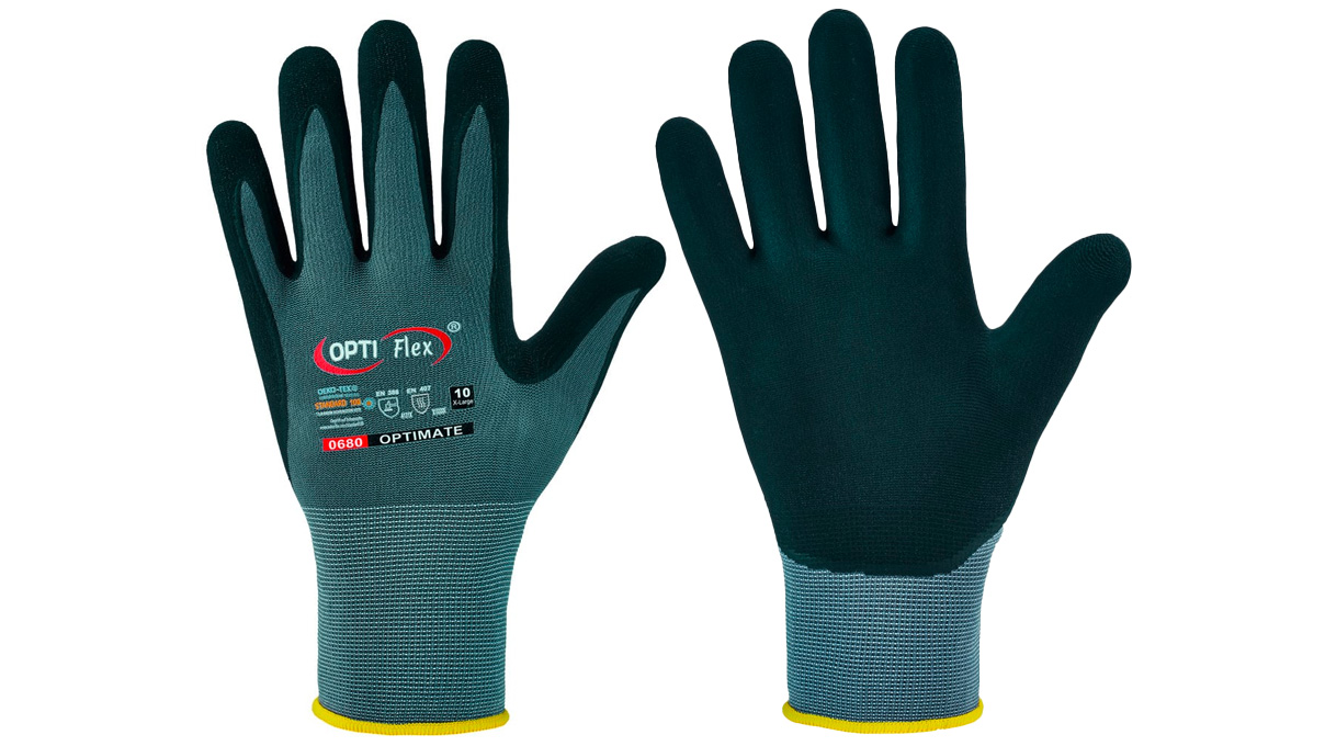 Optimate Opti Flex Handschuhe, Polyamid, grau/schwarz, Größe L / 9