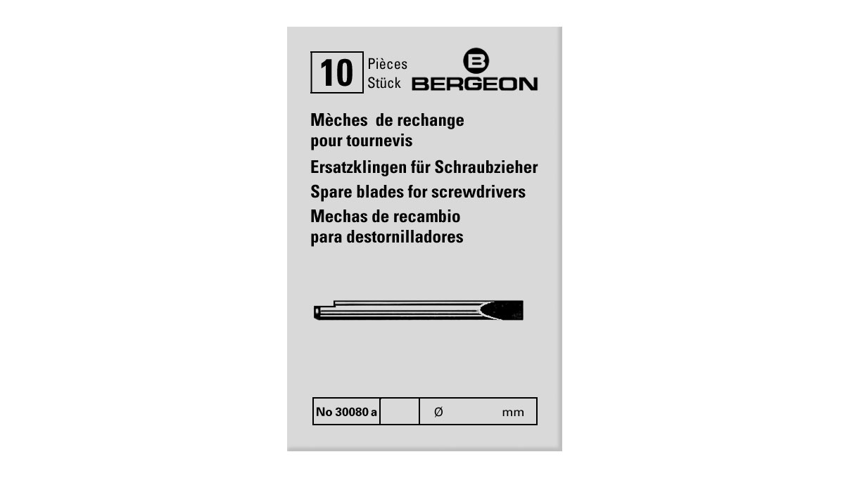 Bergeon 30080-A-10 DI 2.50 Ersatzklinge, 2,5 mm, Schlitz (V), 10 Stück