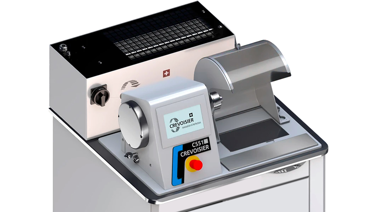 Crevoisier C551 (M12) auf Werktisch SLINE2 Compact, inkl. Absaugung, Tischplatte schieferfarben ohne
Tischumrandung, Netzteil unten (400 V)