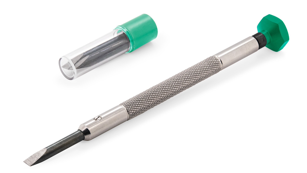VOH Schraubendreher, Klinge 2 mm, hellgrün, mit Ersatzklingen
