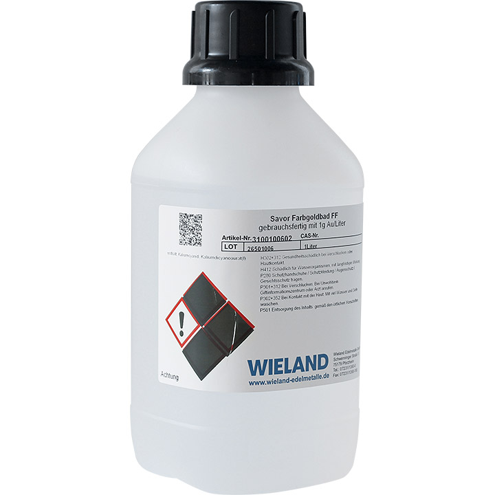 Farbgoldbad Savor mit 1 g Au/l, cyanidisch FF (Feingold-Farbe) (gebrauchsfertig 1 Liter)
