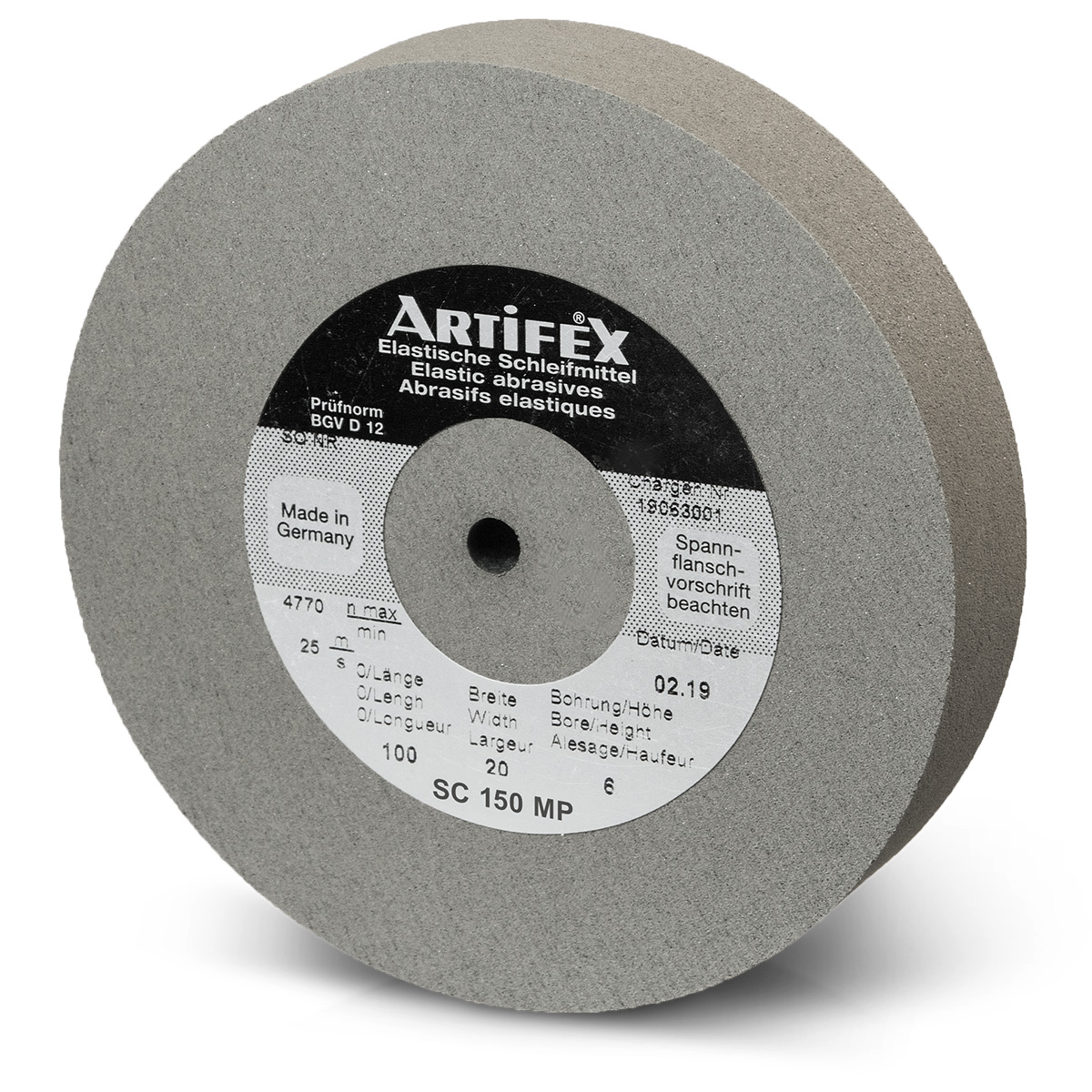 Artifex Schleifscheibe SC 150 MP, Körnung mittel, Härte mittel, Ø 100 x 20 mm, Bohrung Ø 6 mm