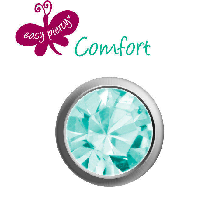 1 Paar Easy Piercy Comfort Ohrstecker Ø 3,95 mm, weiß, Aquamarin Imitation