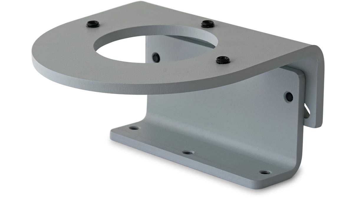 Tischklemme zur Befestigung von Mikroskopstativen mit Aufschraubplatte an Tischen mit bis zu 66 mm
Stärke