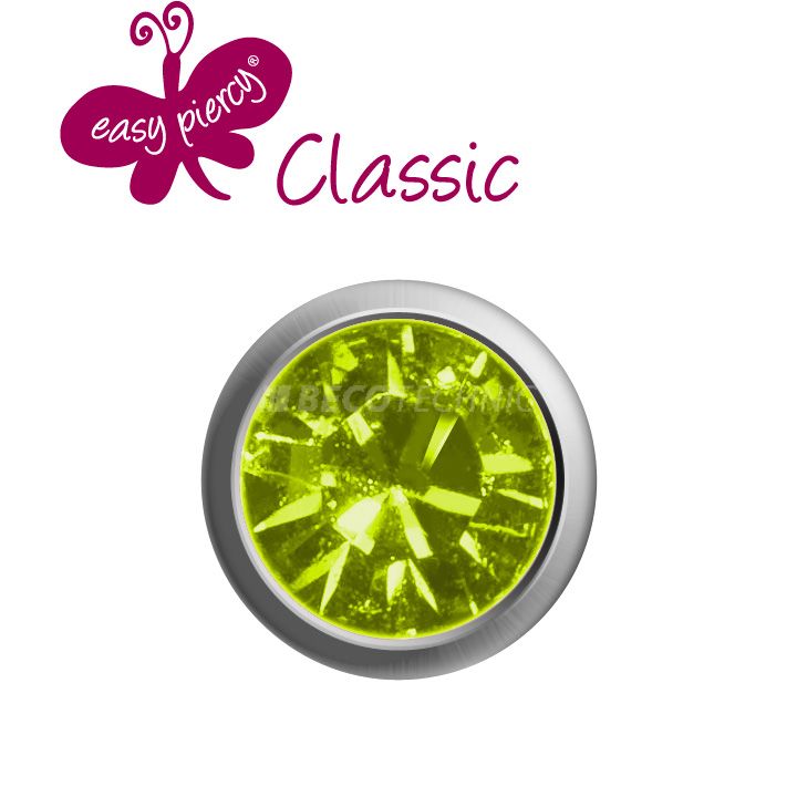 1 Paar Ohrstecker Easy Piercy Classic, weiß, Peridot Imitation