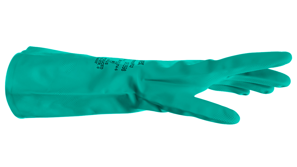 Chemikalienschutzhandschuhe, EN ISO 374, Nitril-Kautschuk, Größe S / 7