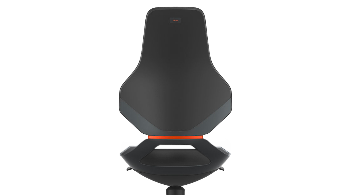 Bimos Texon Hightech-Arbeitsstuhl, mit Gleitern, und Fußkreuz, Sitzhöhe 57 - 81 cm, ohne Sitzpolster, Auto-Motion Technik, Gestell
schwarz, Flex-Back orange