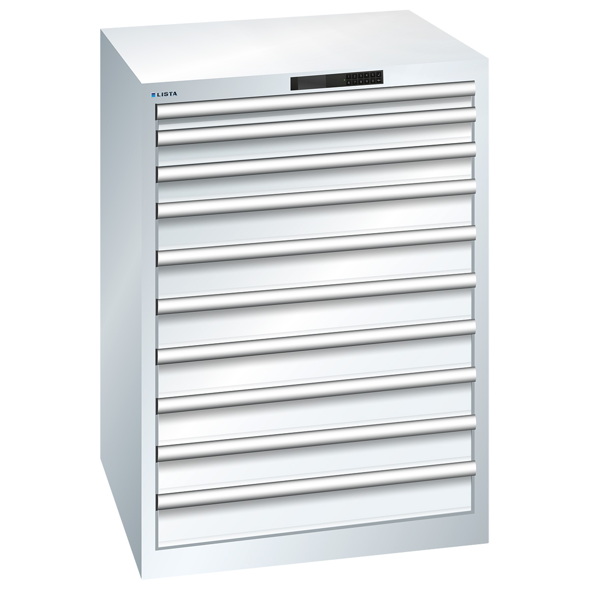 Lista Schubladenschrank 36 x 36 E, 10 Schubladen, reinweiß, Key Lock, Höhe 850 mm