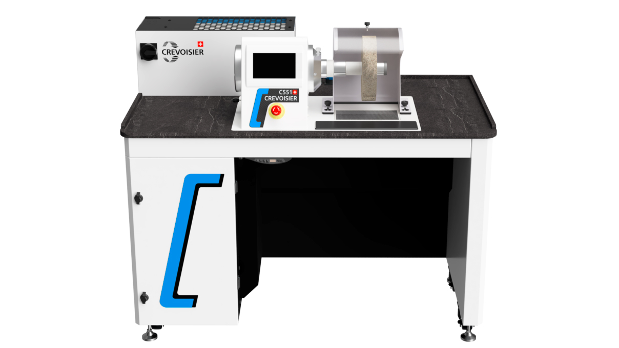 Crevoisier C551 (M12) mit Werktisch SLINE2 Short, inkl. Absaugung, Tischplatte schieferfarben, mit
Tischumrandung, Netzteil unten (400 V)