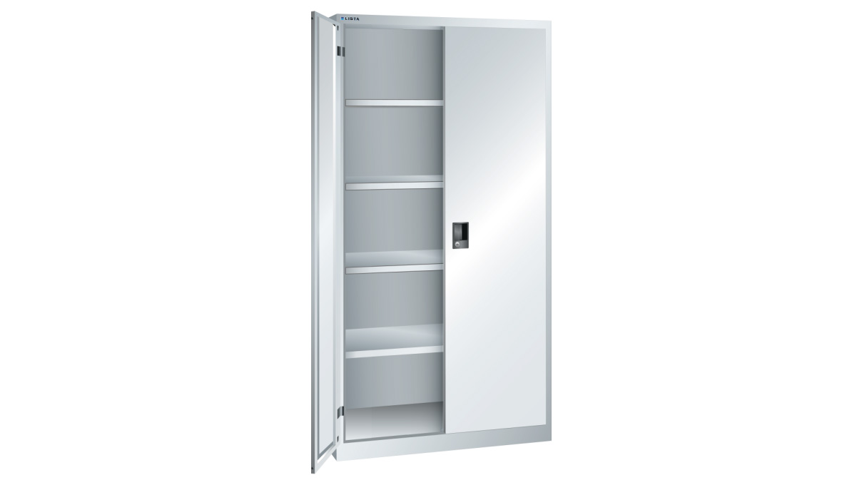 Lista Flügeltürschrank 1000 x 500 mm, 4 Verstellböden, Key Lock, Höhe 1950 mm