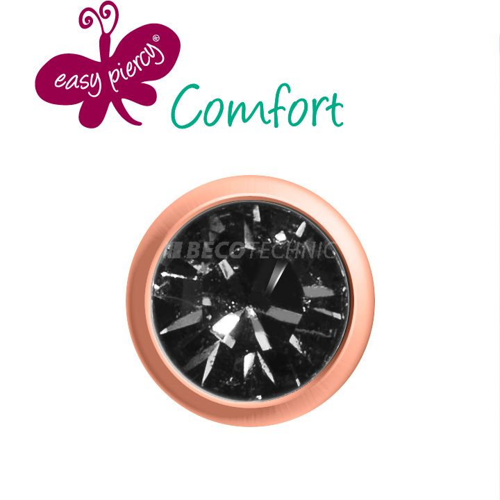 1 Paar Easy Piercy Comfort Ohrstecker Ø 3,95 mm, rosé vergoldet, Onyx Imitation