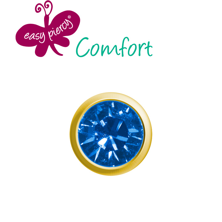 1 Paar Easy Piercy Comfort Ohrstecker Ø 2,95 mm, vergoldet, Saphir Imitation