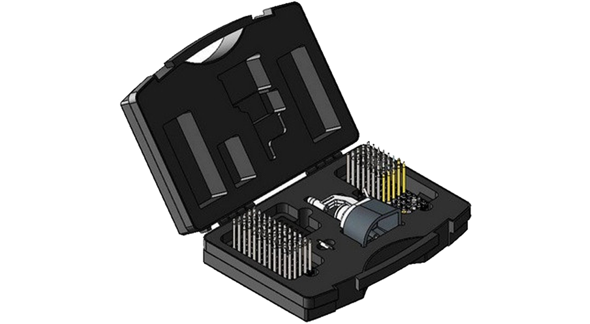 Bergeon 15285-D Triebnietwerkzeug mit Sockel und 100 Punzen