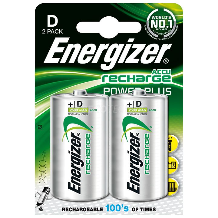 Energizer 2er Blister Mono Akku Recharge Power Plus 1,25 Volt 2500 mAh LR20/D