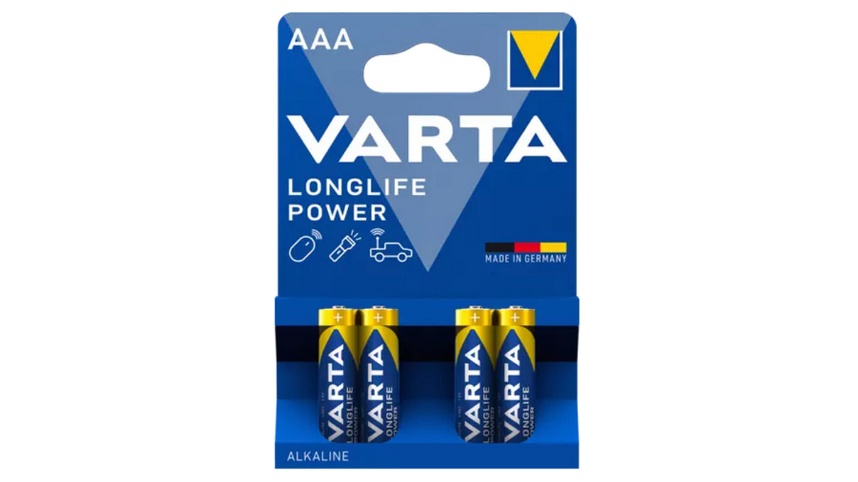 Varta 4903 Alkaline Longlife Power Batterie 1,5V (Micro, LR03, AAA), 4er Blister