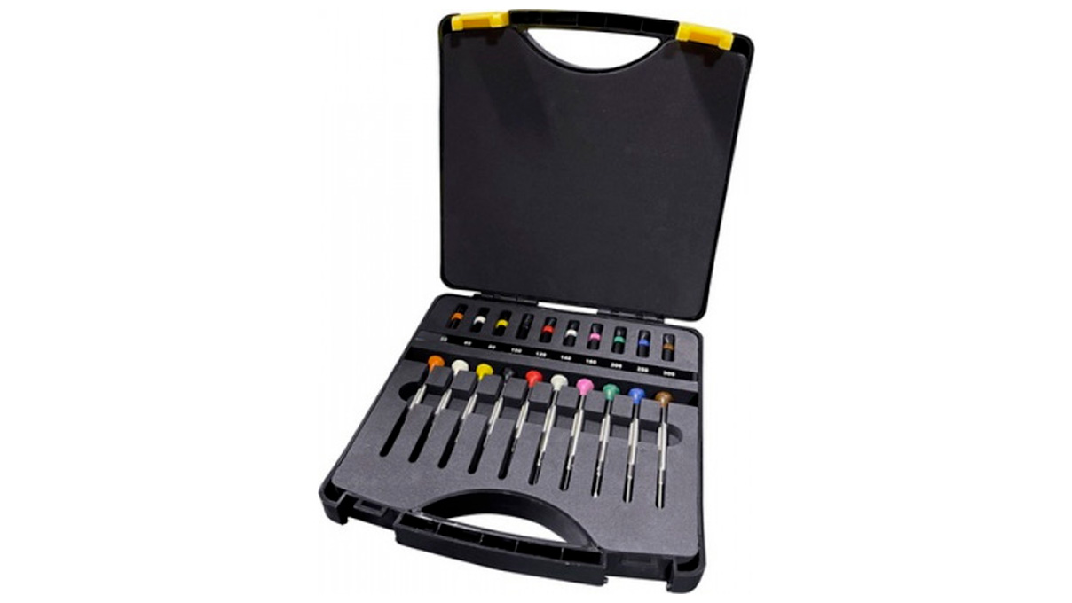 Bergeon 30081-AM10 Sortiment Schraubendreher im Koffer, mit Ersatzklingen, Ø 0,5 - 3 mm