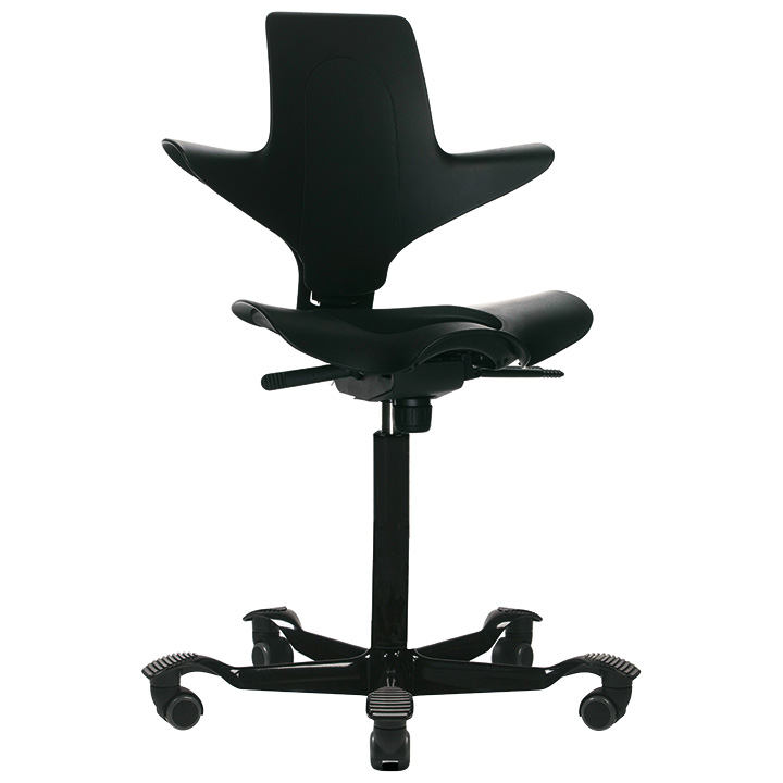 Capisco Puls Sattelstuhl 8010, Sitzhöhe 45,5 - 62 cm, Standard, Dolce 6728 Black, Gestell Schwarz, weiche Rollen für harte Böden