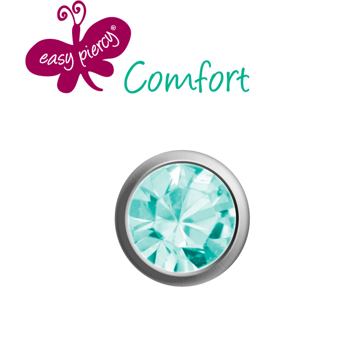 1 Paar Easy Piercy Comfort Ohrstecker Ø 2,95 mm, weiß, Aquamarin Imitation